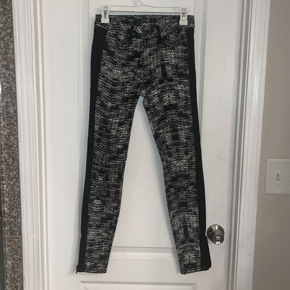Joes Jeans Houndstooth Leather Paneled Skinny Black White Jeans Women